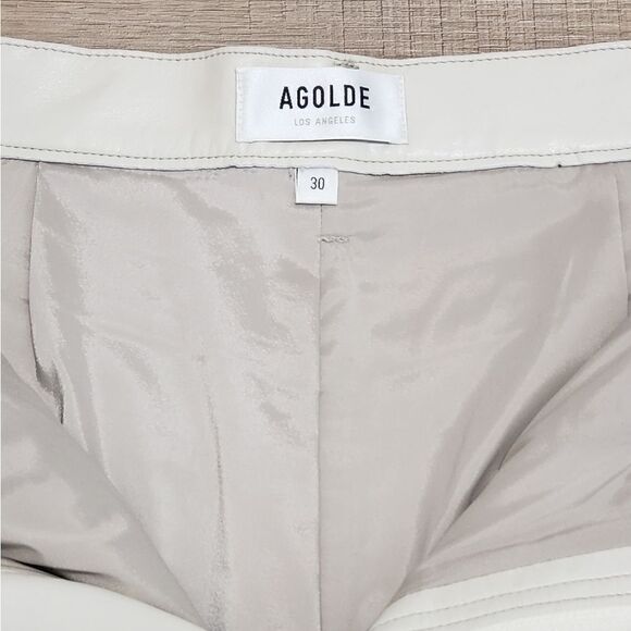 Agolde Recycled Leather 90's Pinch Waist Pants In Powder Size 30 NWT - Picture 9 of 15